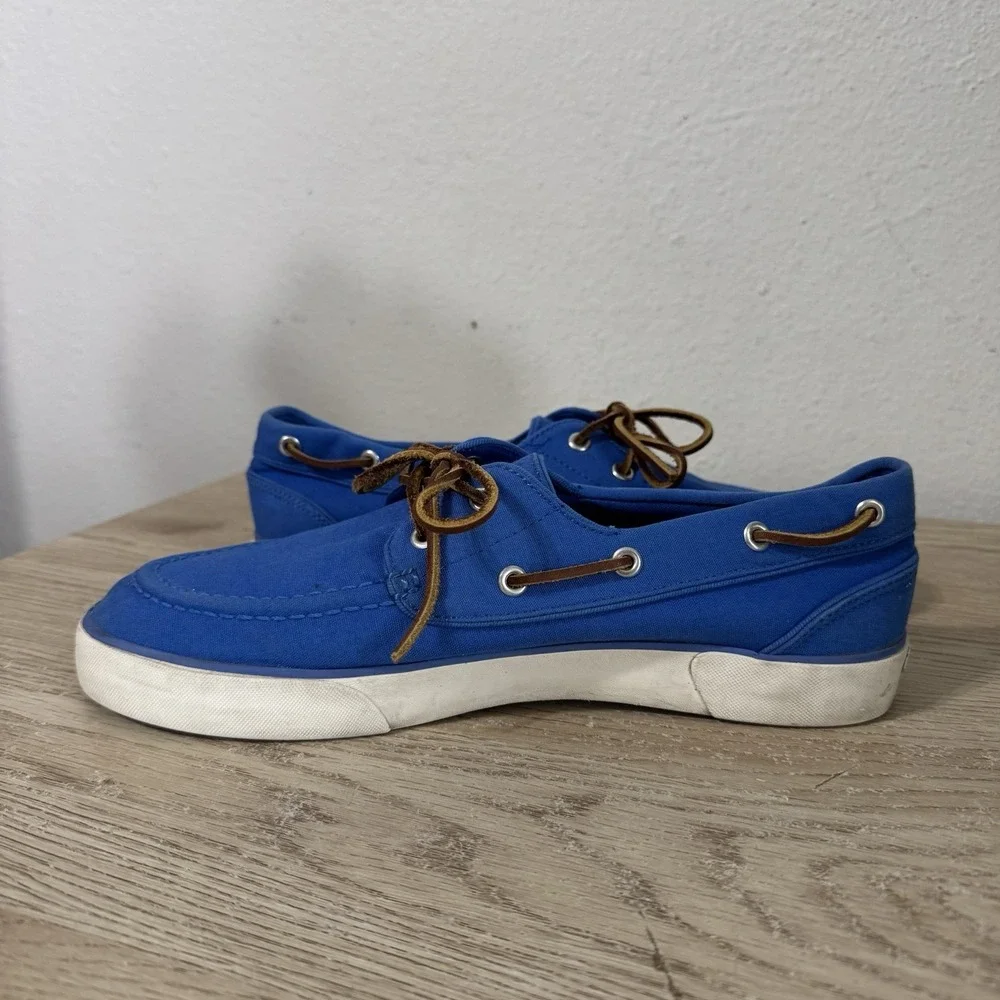 Polo Ralph Lauren Sander P Canvas Boat Shoes Moccasins Colby Blue Mens Size 10 D